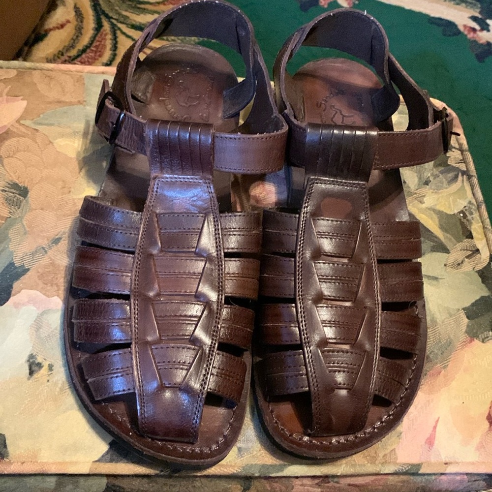 Barak closed toe Sandal size 46 brown, each sandal made by hand, finest leather